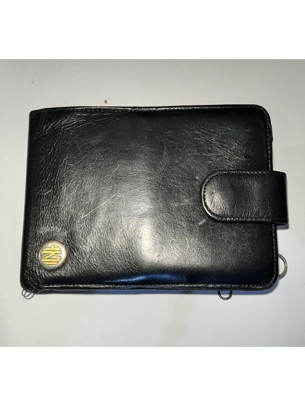 VTG Anne Klein II Black Genuine Leather Bifold Wallet Passport Holder Organizer